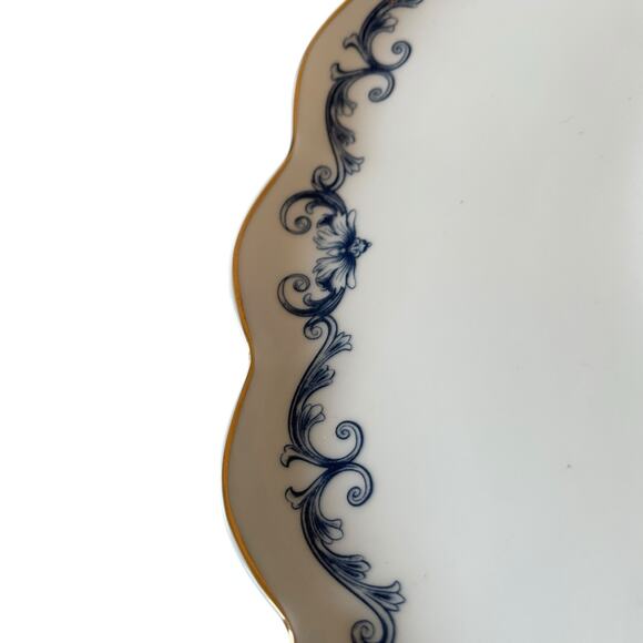 Eaton Fine Dining Blue Floral Bird Porcelain Pedestal Cake Plate 10.5in New - Picture 10 of 16